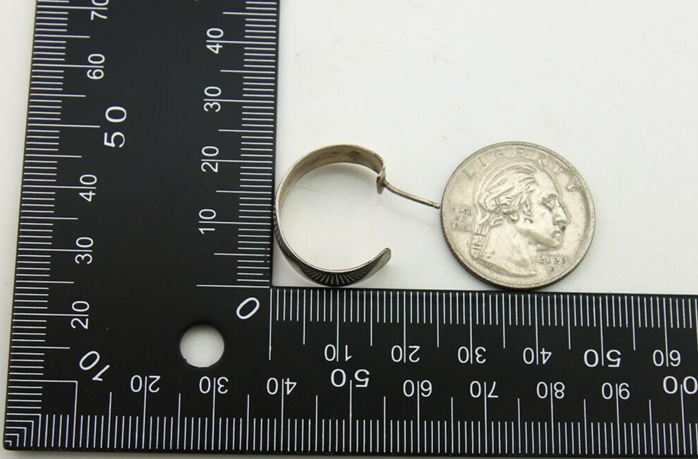 Navajo Earrings 925 Silver Hoop Dangle Native American Artist C.80's