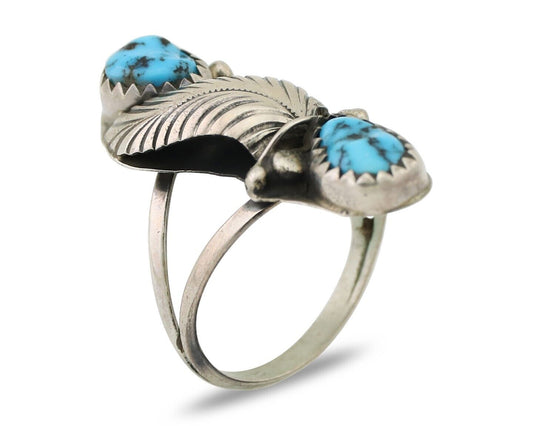 Navajo Handmade Ring 925 Silver Kingman Turquoise Native American Artist C.80's