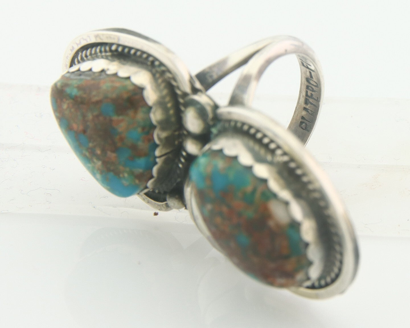 Vintage Navajo Ring 925 Sterling Authentic Turquoise Artist Signed Size 7.75