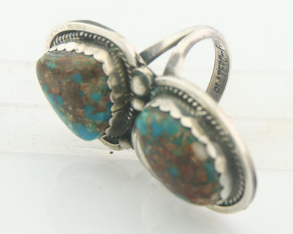 Vintage Navajo Ring 925 Sterling Authentic Turquoise Artist Signed Size 7.75