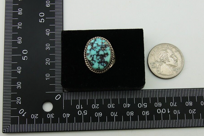 Navajo Ring 925 Sterling Silver Spiderweb Turquoise Native American Artist C.80s