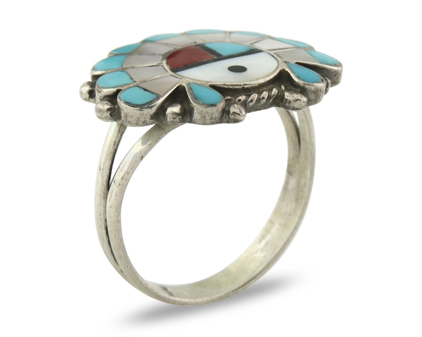 Vintage Zuni Ring 925 Sterling Silver Natural Gemstone Size 8.25