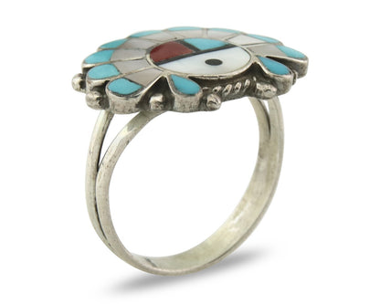 Vintage Zuni Ring 925 Sterling Silver Natural Gemstone Size 8.25