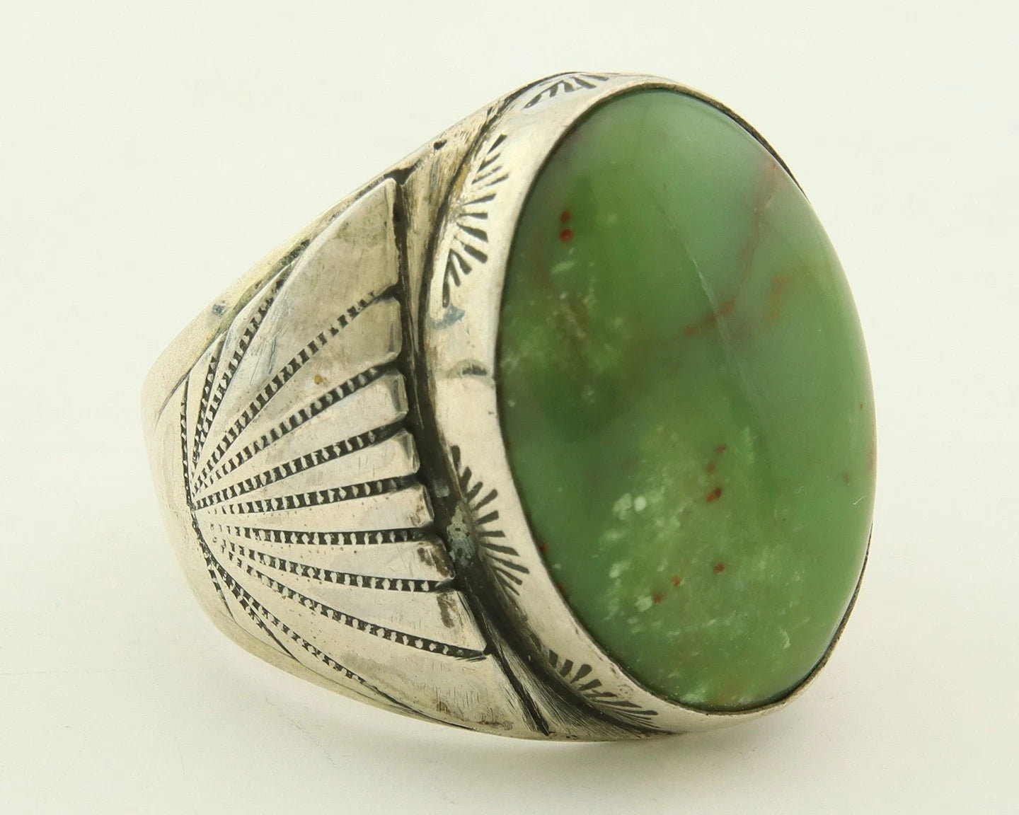 Men Navajo Ring Sterling Silver Turquoise Vintage Signed TZ Size 12.5
