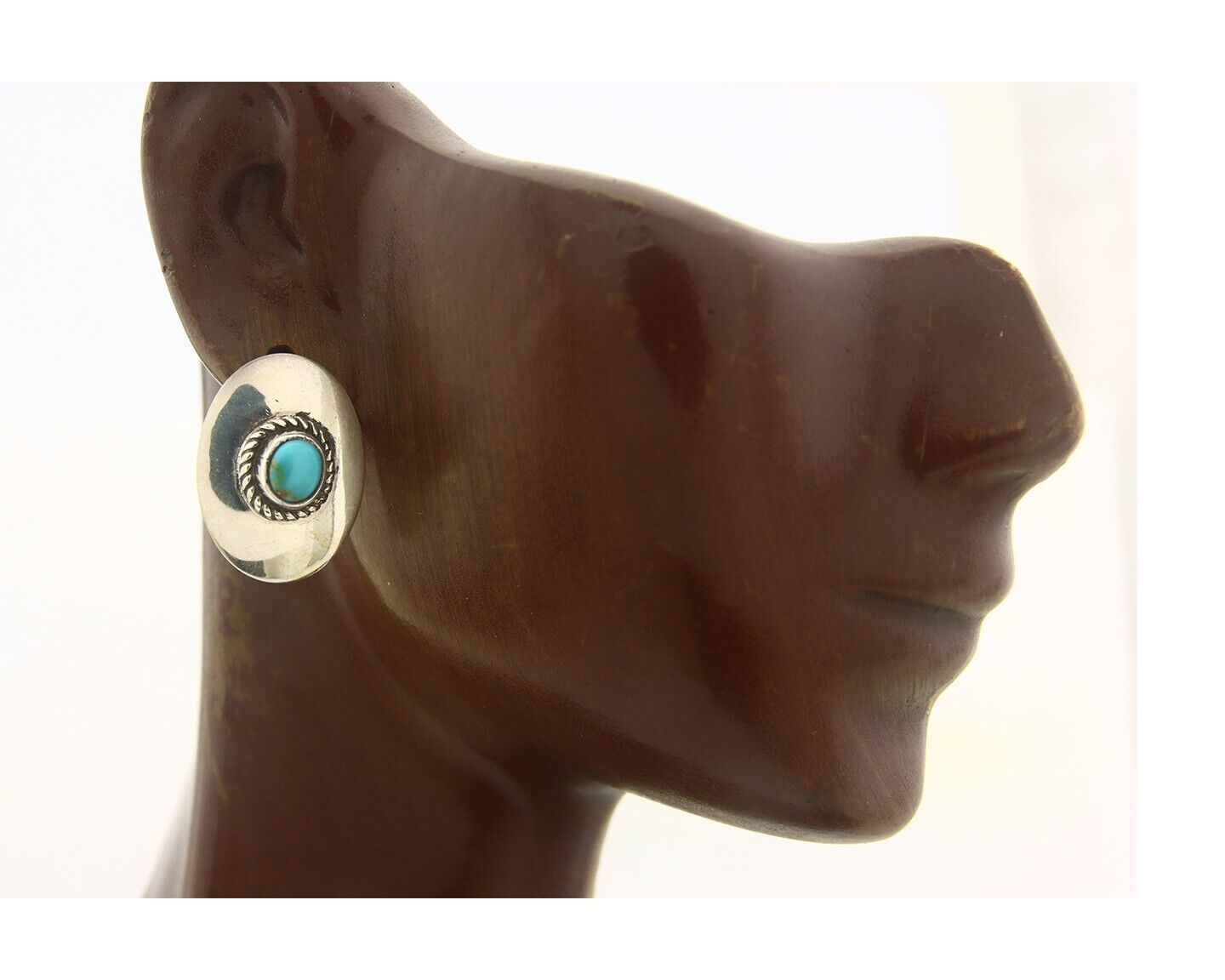 Navajo Earrings 925 Silver Handmade Natural Turquoise Signed Wilson Padila C80s