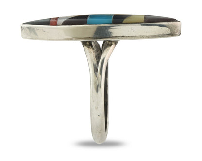Vintage Zuni Ring 925 Sterling Silver Natural Gemstone Size 7.75