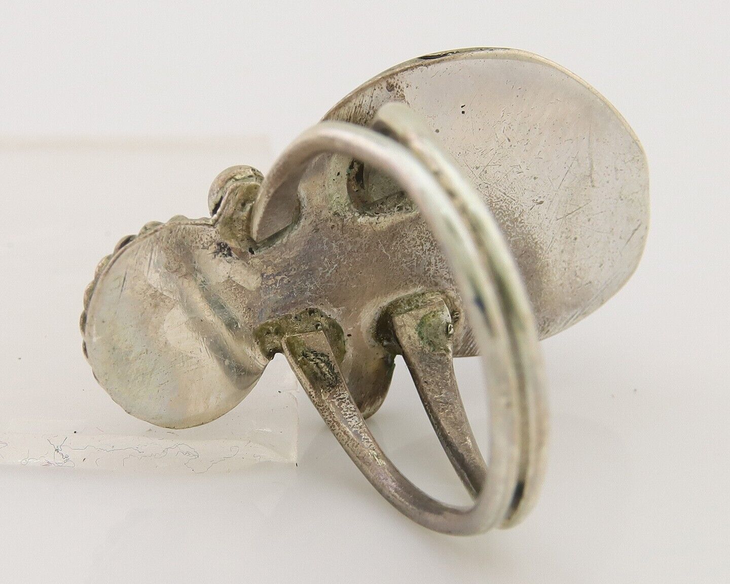 Navajo Handmade Ring 925 Silver Turquoise & Coral Native Artist C.80's