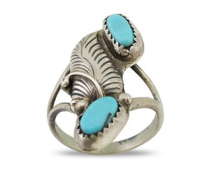 Navajo Handmade Ring 925 Silver Kingman Turquoise Native American Artist C.80's