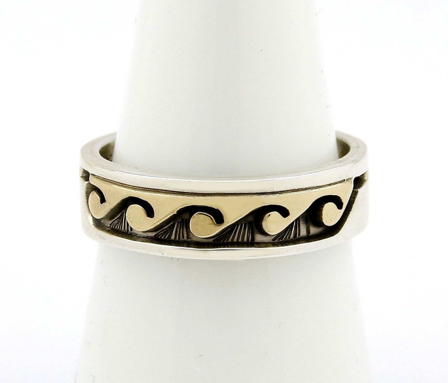 Navajo American Indian Scott Skeets Handmade 14k SOLID Gold & .925 Silver Ring