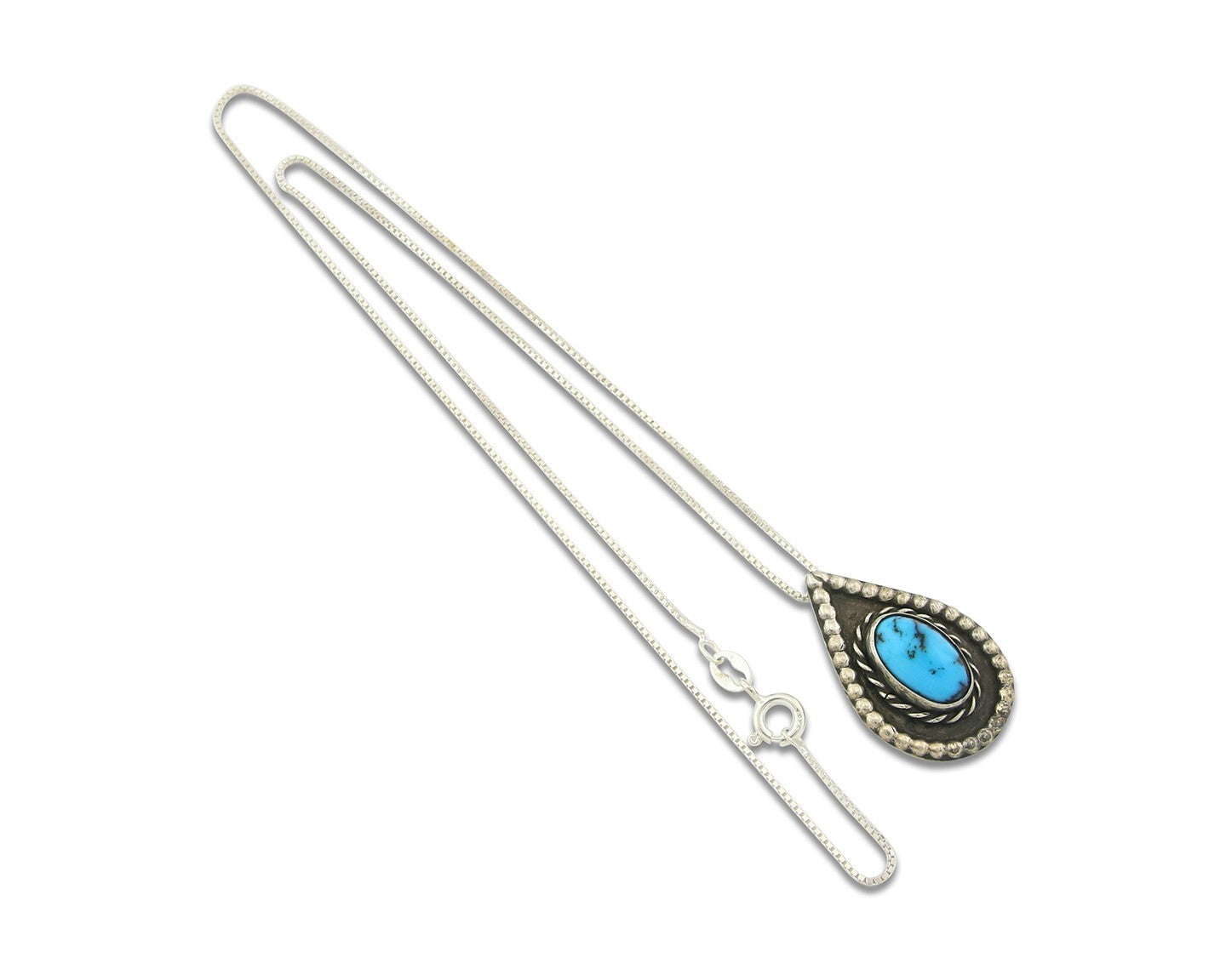 Navajo Sterling Silver Necklace Authentic Turquoise Vintage Handmade