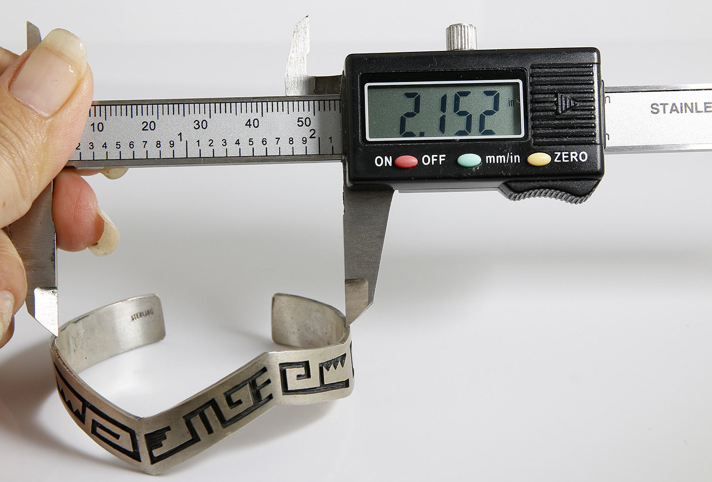 VTG Navajo Indian Handmade Lighting Tribal Pattern .925 Silver Cuff Bracelet