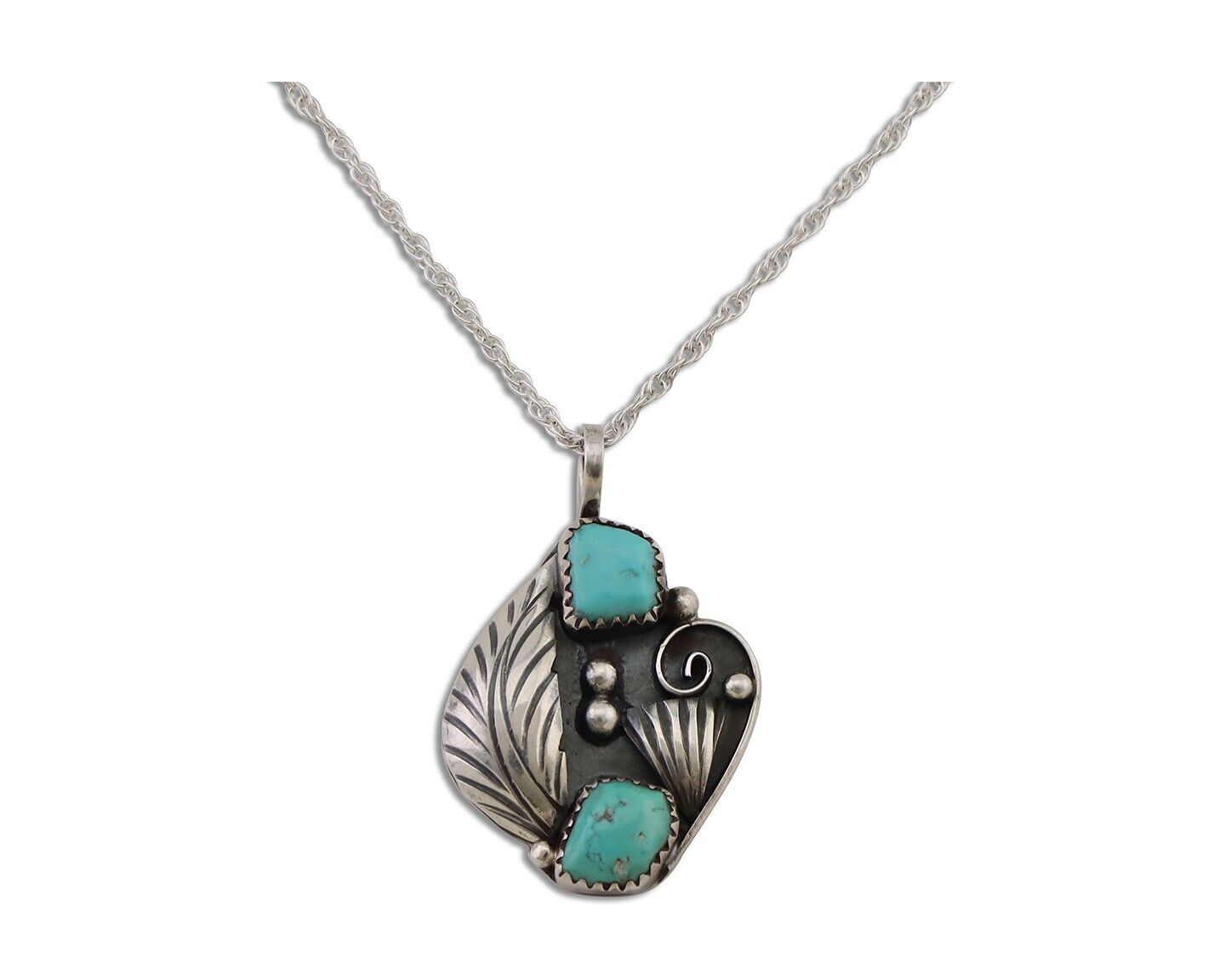 Navajo Turquoise Handmade Necklace 925 Silver Artist Signed PM C.80s