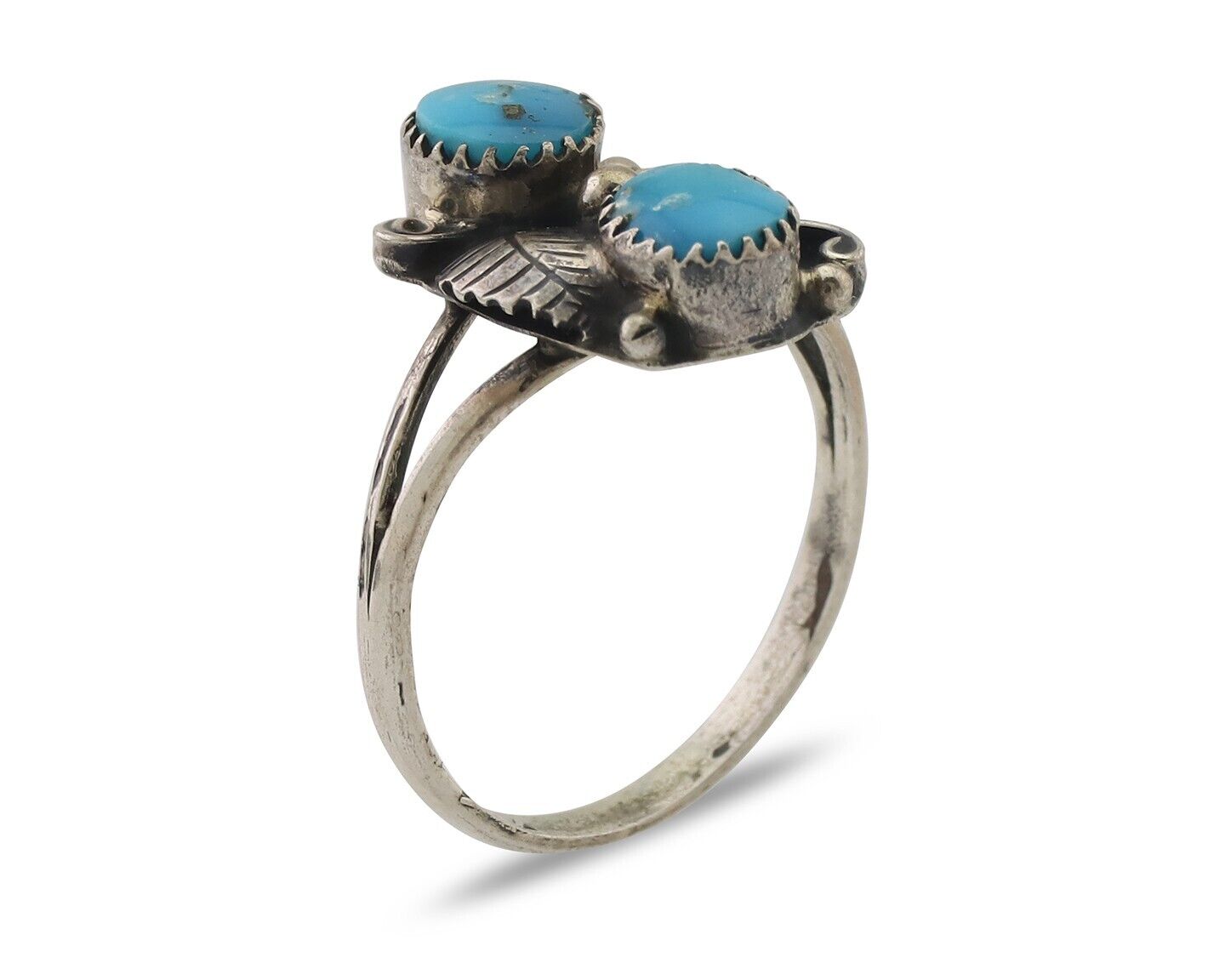 Navajo Ring 925 Silver Kingman Turquoise Native American Artist C.80's