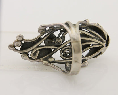 Navajo Ring 925 Silver Natural Denim Lapis Artist Signed Prairie Fire C.80's