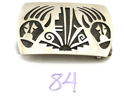 Navajo Belt Buckle .925 SOLID Sterling Silver Handmade Overlay Circa 1980's