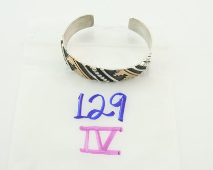 Navajo Bracelet Gold & 925 Silver Handmade 16 mm Wide Signed Thomas Singer C80s
