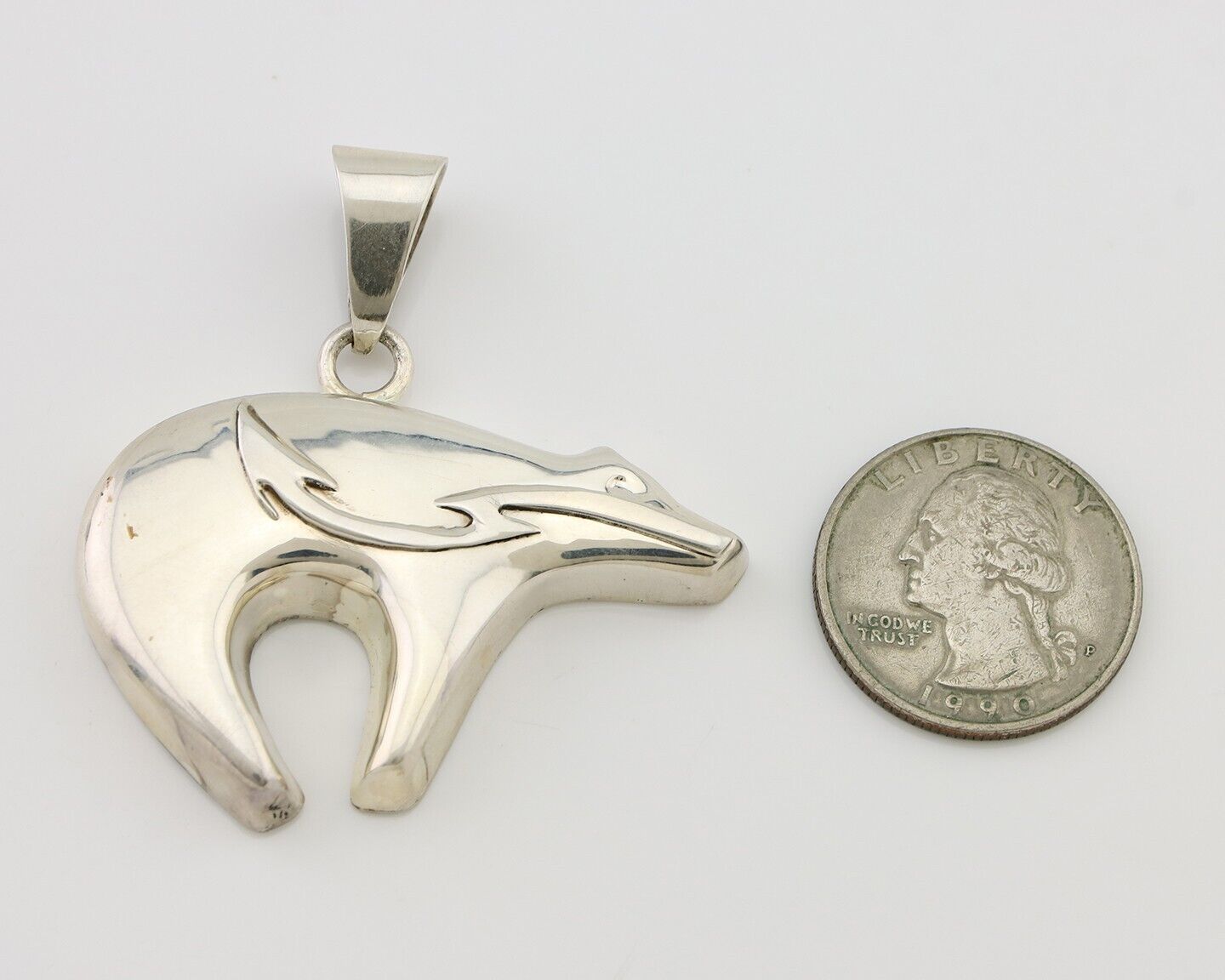 Navajo Spirit Bear Pendant 925 Sterling Silver Native Artist C.80's