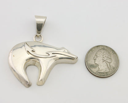 Navajo Spirit Bear Pendant 925 Sterling Silver Native Artist C.80's