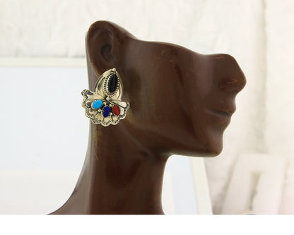 Navajo Earrings Sterling Silver Gemstone Vintage Handmade Dangle