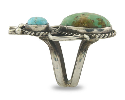 Vintage Navajo Ring 925 Sterling Authentic Turquoise Artist Signed Size 7.75