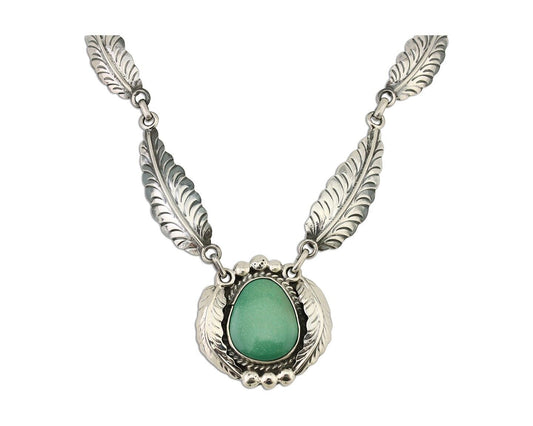 Navajo Necklace 925 Silver Green Turquoise Artist Signed C Montoya C.80's