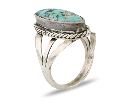 Navajo Ring 925 Silver Natural Turquoise Native American Artist C.80's
