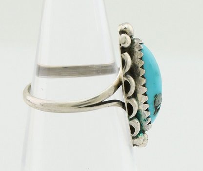 Navajo Ring 925 Silver Sleeping Beauty Turquoise Artist Signed SC C.80's