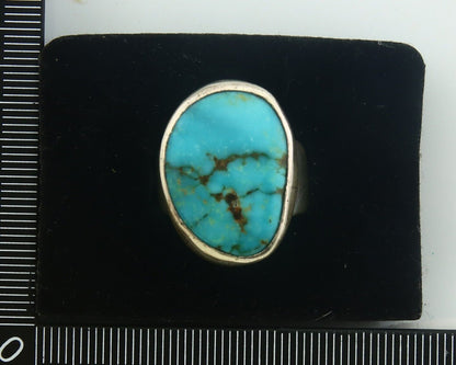 Navajo Ring 925 Sterling Turquoise Handmade Signed M Montoya C.80's Size 8.0