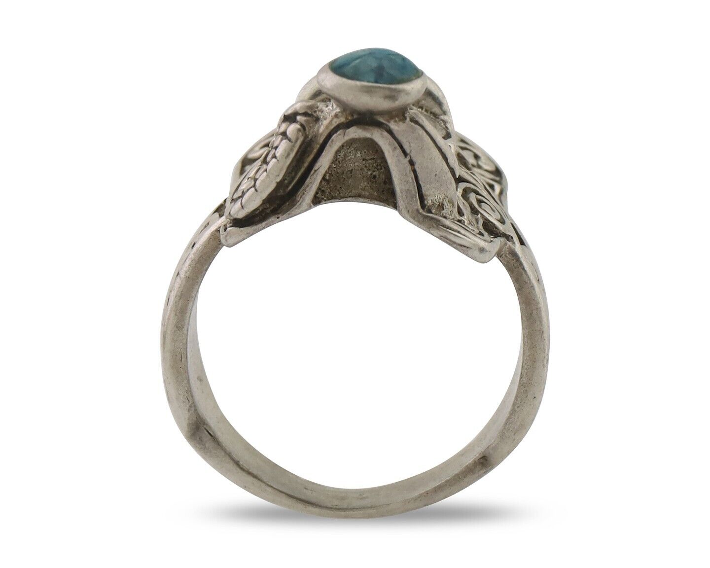 Navajo Ring 925 Silver Natural Turquoise Native American Artist C.80's