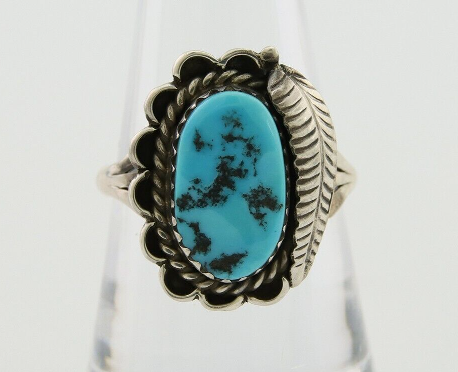 Navajo Ring 925 Silver Natural Blue Turquoise Native American Artist C.80's