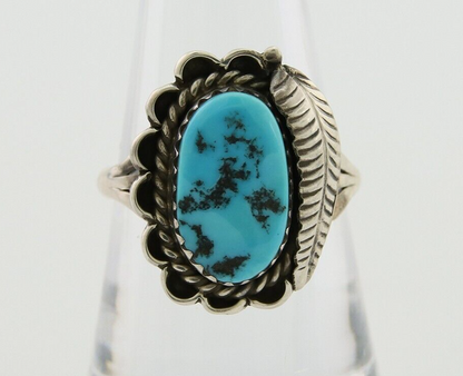 Navajo Ring 925 Silver Natural Blue Turquoise Native American Artist C.80's