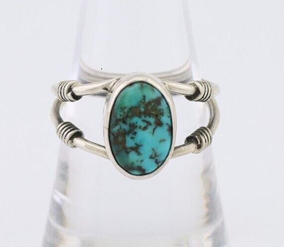 Navajo Ring 925 Silver Natural Blue Turquoise Native American Artist C.80's