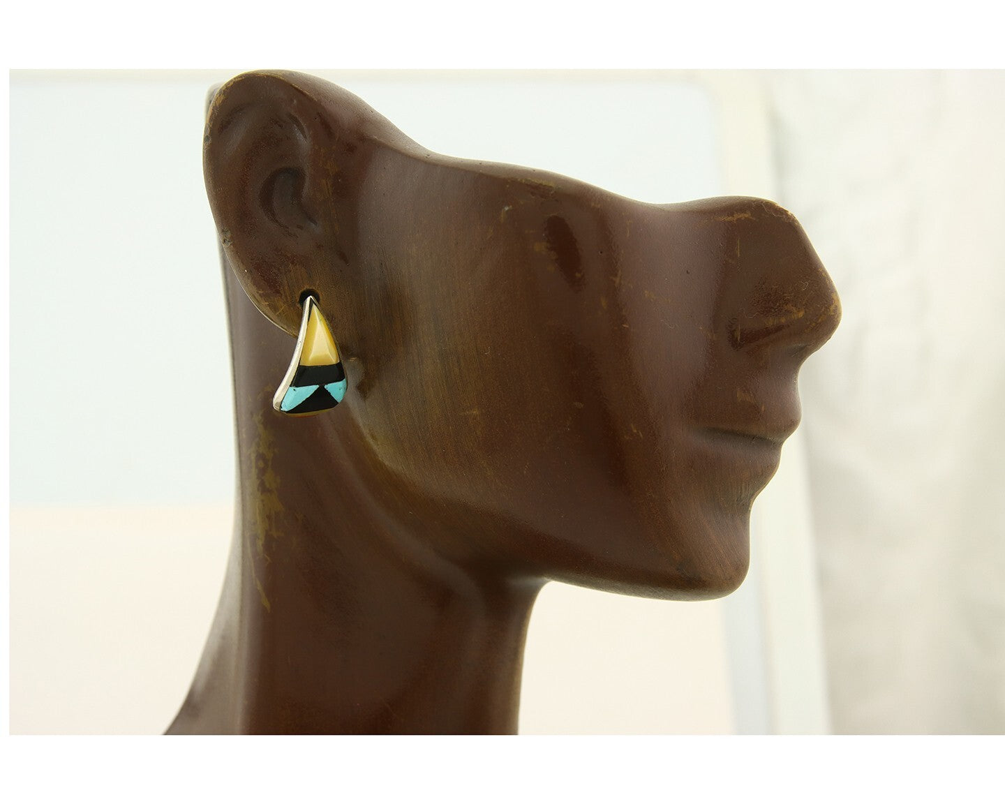 Navajo Earrings 925 Silver Natural Gemstone Native American Artist C.80's