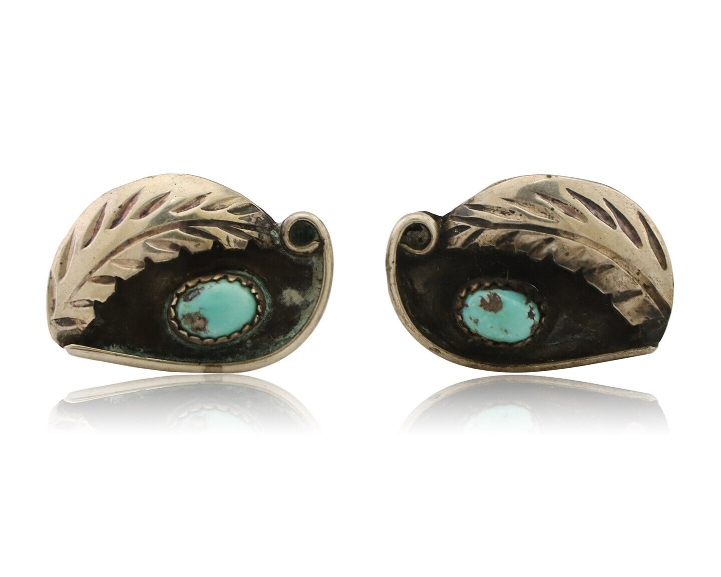 Navajo Earrings 925 Silver Natural Turquoise Native American Artist C.80's