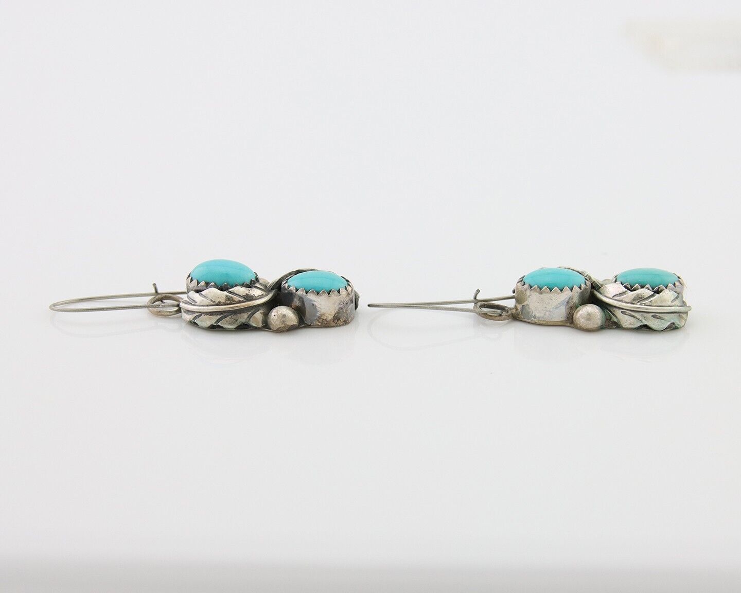 Navajo Dangle Earrings 925 Silver Natural Turquoise Native American Artist C80s