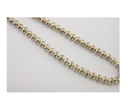 Navajo Bead Necklace 925 Silver Turquoise Native American Artist C.80's
