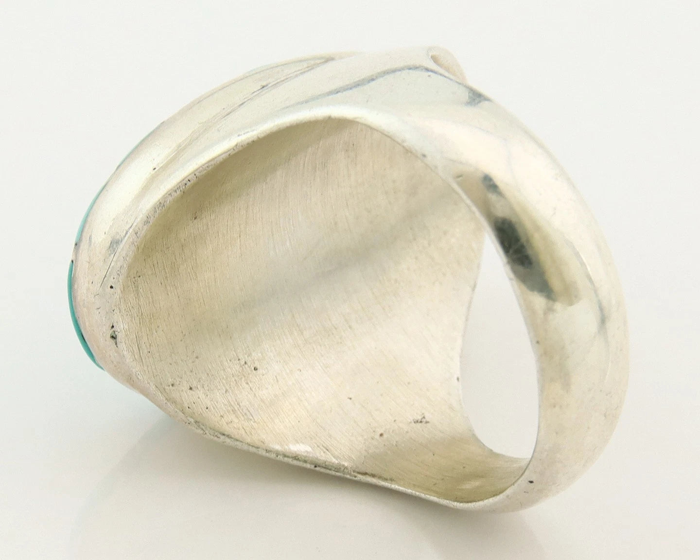 Men Zuni Ring Sterling Silver Turquoise Handmade Vintage Size 11.25