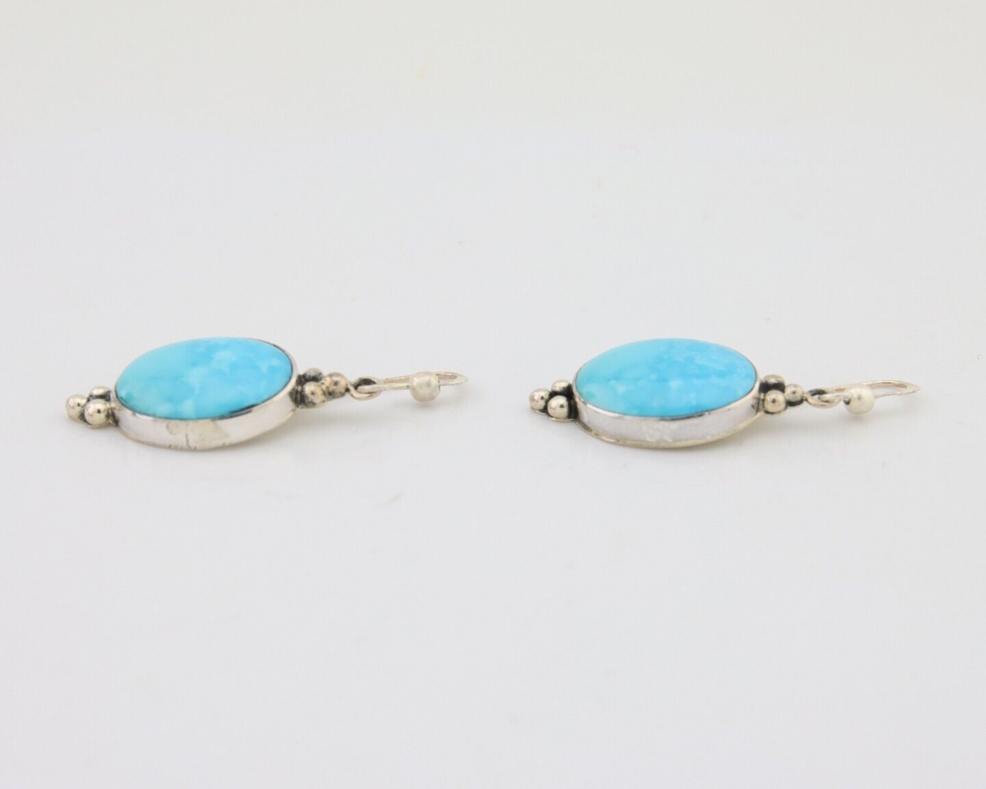 Navajo Dangle Earrings 925 Silver Natural Turquoise Native American Artist C80s