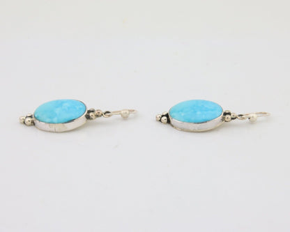 Navajo Dangle Earrings 925 Silver Natural Turquoise Native American Artist C80s