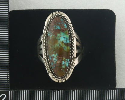 Vintage Navajo Ring 925 Sterling Authentic Turquoise Artist Signed TS Size 9.0