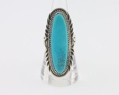Navajo Ring 925 Silver Natural Blue Gem Turquoise Signed USA C.80's