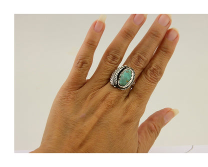 Navajo Ring 925 Sterling Silver Blue Turquoise Artist Signed IJC C.80's