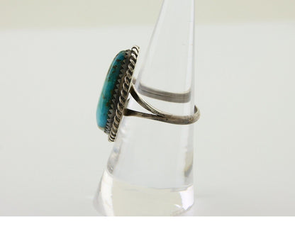 Navajo Ring 925 Silver Blue Turquoise Native American Artist C.80's