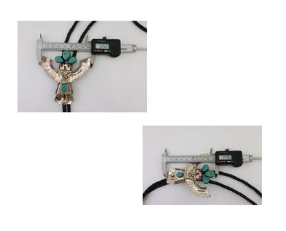 Navajo Bolo Tie 925 Silver Coral & Turquoise Signed M Broken Arrow C.80's