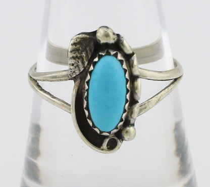 Navajo Ring 925 Silver Sleeping Beauty Turquoise Signed SkyStone Creations C80s