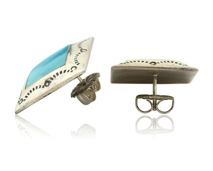 Navajo Earrings Sterling Silver Turquoise Vintage Dangle Handmade
