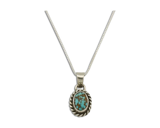 Navajo Pendant 925 Silver Natural Blue Turquoise Native Artist C.2008