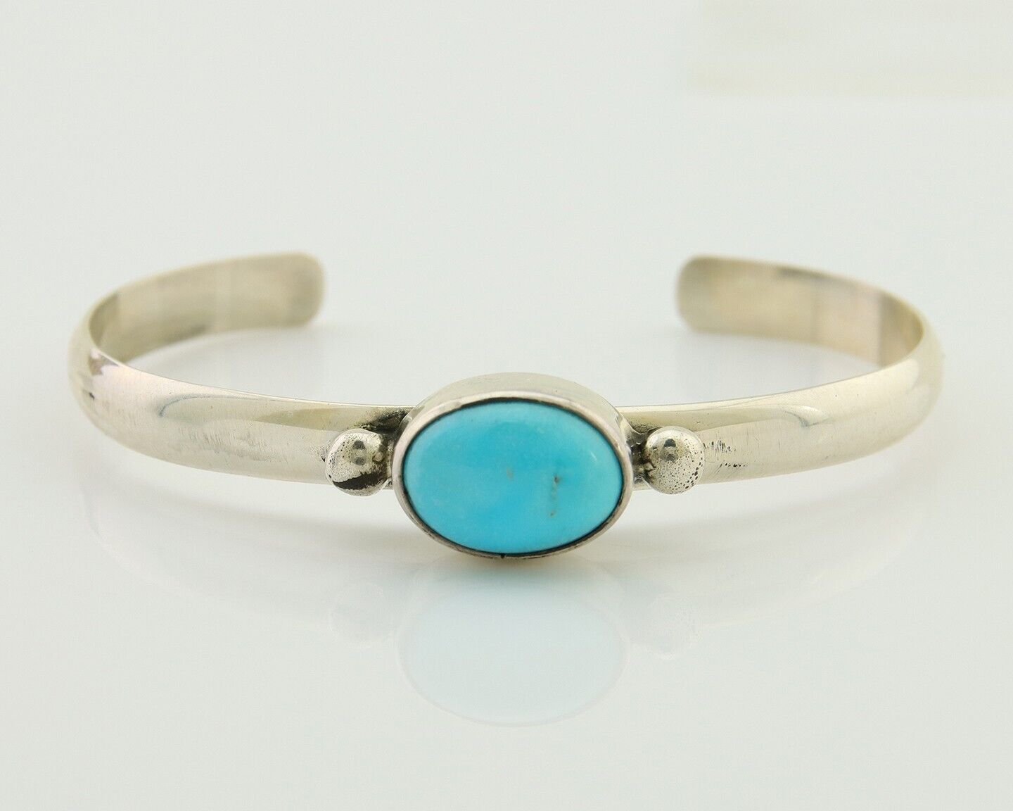 Navajo Cuff Bracelet Blue Turquoise 925 Silver Native American Artist C.80's