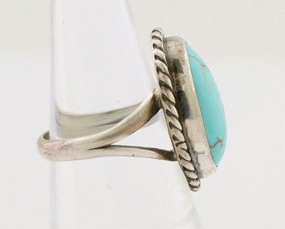 Navajo Ring 925 Silver Kingman Turquoise Native American Artist C.80's