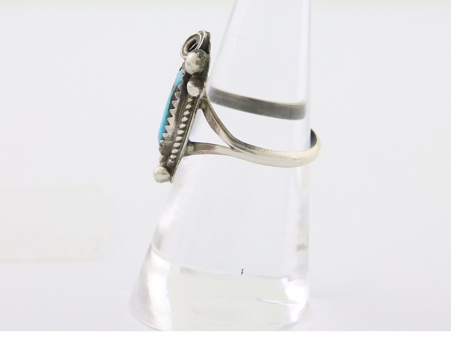 Navajo Ring 925 Silver Sleeping Beauty Turquoise Signed Justin Morris C.80's